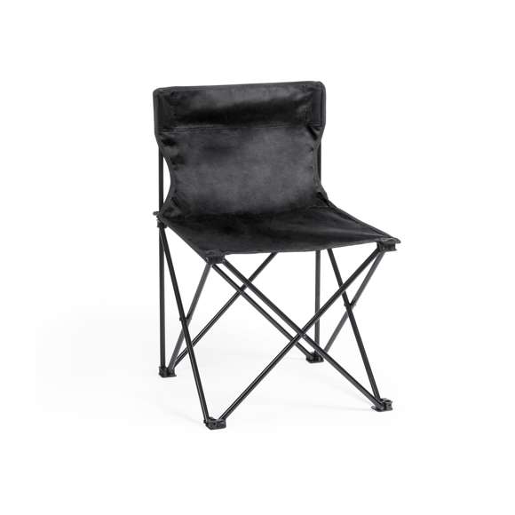 Silla plegable con resistente cuerpo de aluminio tubular. En resistente poliéster 600D en variada gama de vivos colores. Con costuras reforzadas, refuerzos de goma antideslizantes en las patas y presentada en funda individual con cordón auto cierre, accesorio de ajuste y cinta para hombro.