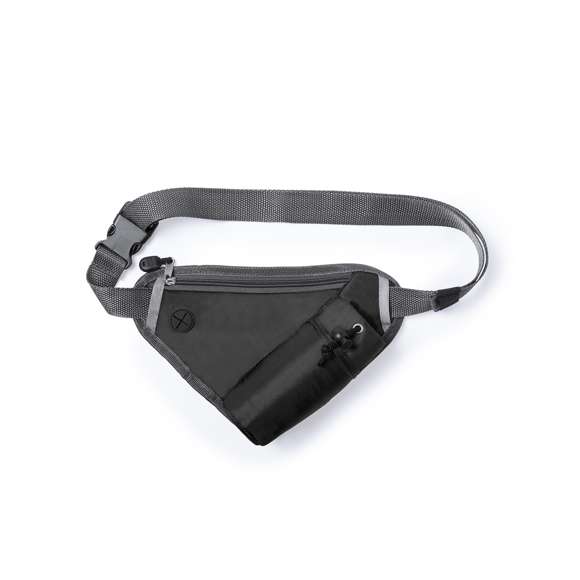  	Riñonera con diseño triangular en suave poliéster 210D de variados colores. Diseñada para actividades deportivas y de ocio. Con bolsillo de cierre de cremallera, salida de auriculares, bolsillo ajustable para bidón y cintura con cierre de clic ajustable. -Bidón no incluido-