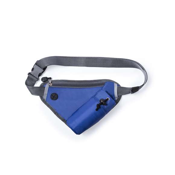  	Riñonera con diseño triangular en suave poliéster 210D de variados colores. Diseñada para actividades deportivas y de ocio. Con bolsillo de cierre de cremallera, salida de auriculares, bolsillo ajustable para bidón y cintura con cierre de clic ajustable. -Bidón no incluido-