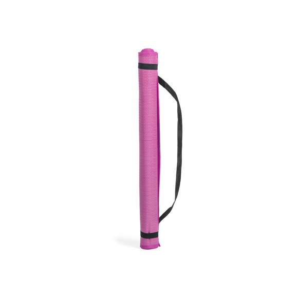 Esterilla plegable tamaño maxi de 180x60cm en PP trenzado de alta resistencia. En variada gama de vivos colores brillantes, con elásticos de cierre y asa de transporte.