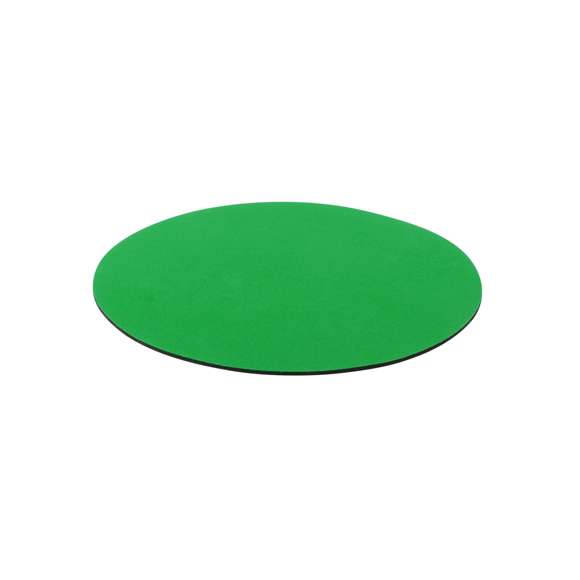 Alfombrilla de diseño circular en suave poliéster de vivos colores y con base antideslizante en silicona.