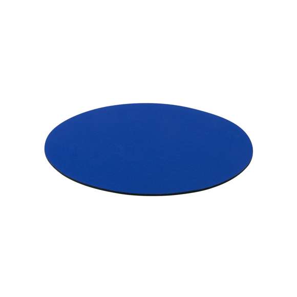 Alfombrilla de diseño circular en suave poliéster de vivos colores y con base antideslizante en silicona.
