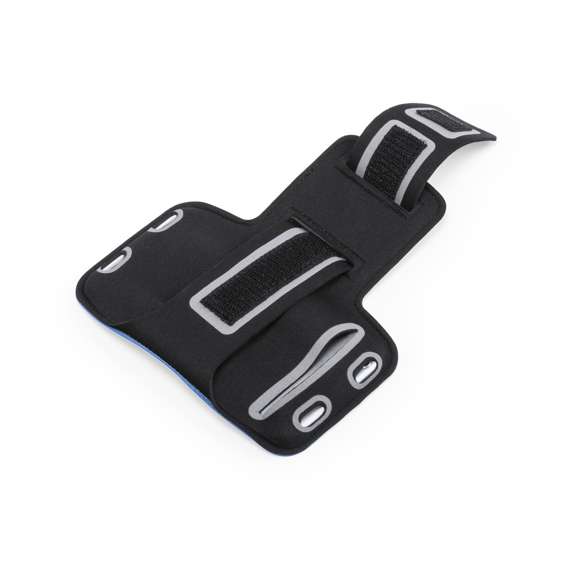 Brazalete deportivo táctil, diseñado para dispositivos con pantalla de hasta 6 pulgadas. Frontal reflectante, con tira de cierre elástica y ajustable, y bolsillo para llaves. Disponible en variada gama de colores.