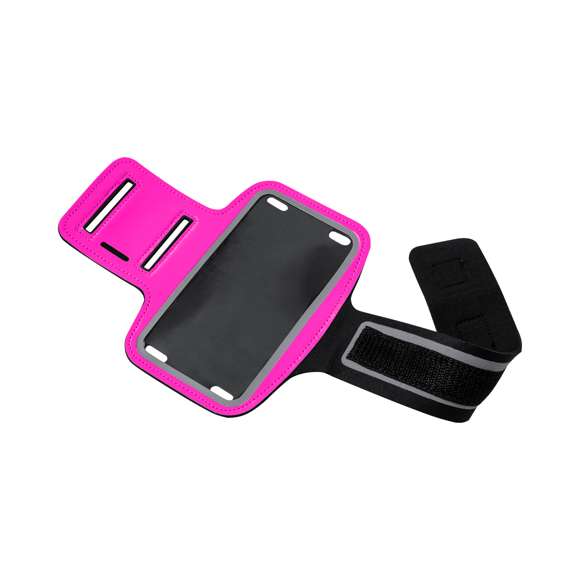 Brazalete deportivo táctil, diseñado para dispositivos con pantalla de hasta 6 pulgadas. Frontal reflectante, con tira de cierre elástica y ajustable, y bolsillo para llaves. Disponible en variada gama de colores.