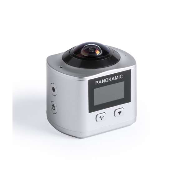 Cámara deportiva 360° de alta calidad de captura de vídeo HD 2448p, de diseño compacto y resistente, especialmente diseñada para uso intensivo. Incluye carcasa sumergible y multitud de accesorios para ajuste en casco, manillar o cinturón, así como correas ajustables para cabeza y torso. La versatilidad y resistencia de esta cámara deportiva la convierten en el gadget perfecto para capturar, con una calidad excepcional, cualquier actividad deportiva o de ocio en 360°. Con función Wi-fi, cámara de fotos Full HD 1080p, ranura para tarjetas micro USB de hasta 64 GB de capacidad, pantalla LCD de 0,96 pulgadas, sistema multilenguaje, y recargable mediante cable mini USB -incluido-. Presentada en atractiva caja de diseño.
