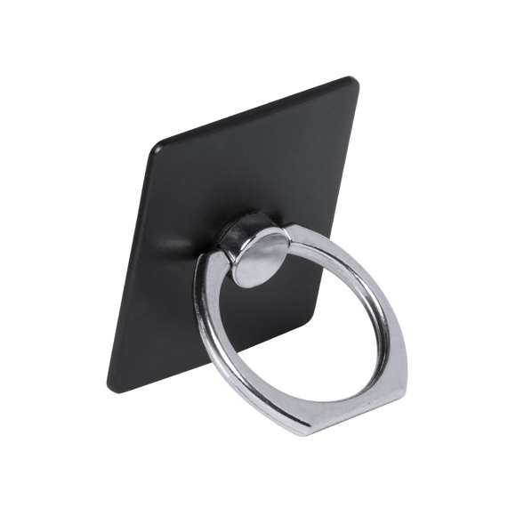 Soporte adhesivo para smartphone de diseño minimalista y elegante acabado en plateado y dorado. Con anilla posterior telescópica para dedo con función doble de soporte y accesorio para selfies.