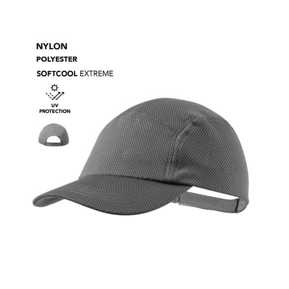 Gorra deportiva en material refrigerante SoftCool Extreme. Con protección UV50 y en variada gama de vivos colores. Cierre ajustable de velcro.