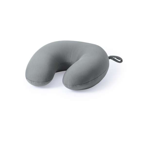 Almohadilla para cuello con cuerpo de suave acabado en poliéster en amplia gama de vivos colores. Con relleno de bolitas y cinta de transporte.