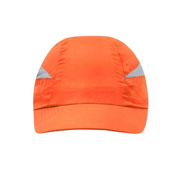 Gorra deportiva de 7 paneles en suave microfibra de diseño bicolor en vivos colores. Cierre elástico con accesorio de ajuste y paneles de redecilla para el sudor.