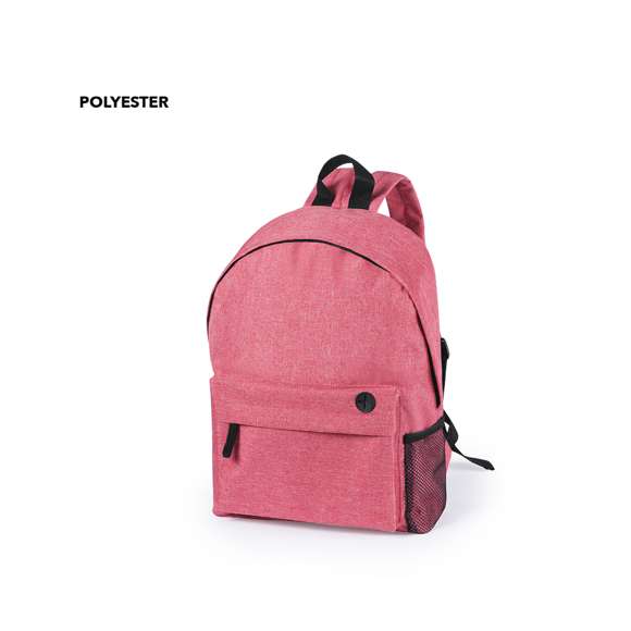Mochila en resistente poliéster 600D de desenfadado diseño bicolor en variada gama de colores, con cierre de cremallera, bolsillo en frontal con salida para auriculares y bolsillo lateral de redecilla. Con esquinas reforzadas, tiradores con cinta para fácil apertura y accesorios en color negro. Espalda acolchada y cintas de hombros ajustables con acolchado.