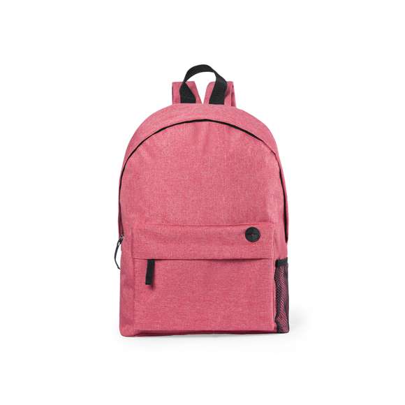 Mochila en resistente poliéster 600D de desenfadado diseño bicolor en variada gama de colores, con cierre de cremallera, bolsillo en frontal con salida para auriculares y bolsillo lateral de redecilla. Con esquinas reforzadas, tiradores con cinta para fácil apertura y accesorios en color negro. Espalda acolchada y cintas de hombros ajustables con acolchado.