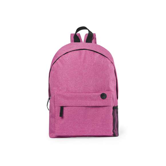 Mochila en resistente poliéster 600D de desenfadado diseño bicolor en variada gama de colores, con cierre de cremallera, bolsillo en frontal con salida para auriculares y bolsillo lateral de redecilla. Con esquinas reforzadas, tiradores con cinta para fácil apertura y accesorios en color negro. Espalda acolchada y cintas de hombros ajustables con acolchado.