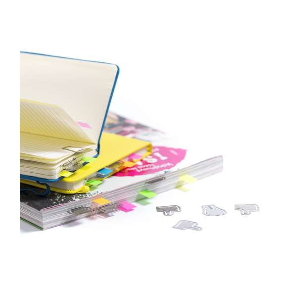 Set de 20 clips en diseño de bombilla. Presentados en estuche individual de PVC translúcido con cierre magnético e interior troquelado en suave espuma.