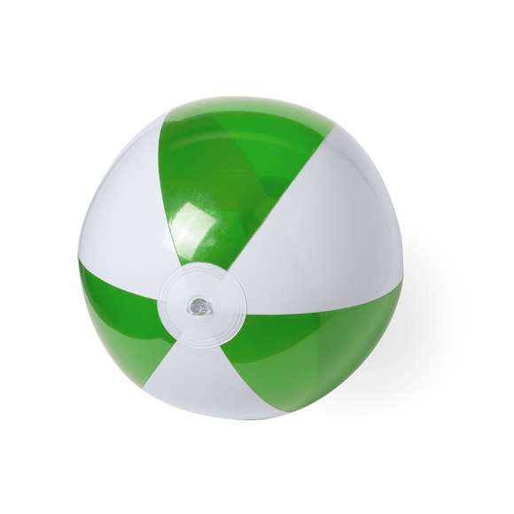 Balón inflable de PVC con diseño bicolor en combinación de paneles blancos y transparentes en vivos colores.