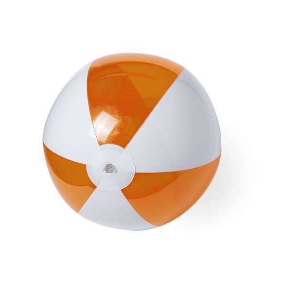 Balón inflable de PVC con diseño bicolor en combinación de paneles blancos y transparentes en vivos colores.