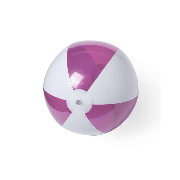 Balón inflable de PVC con diseño bicolor en combinación de paneles blancos y transparentes en vivos colores.
