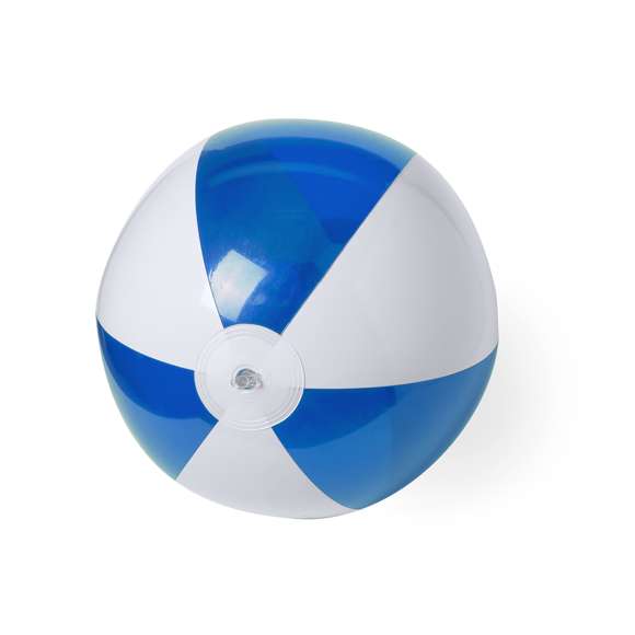 Balón inflable de PVC con diseño bicolor en combinación de paneles blancos y transparentes en vivos colores.
