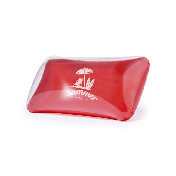 Original almohadilla inflable de resistente PVC en combinación de acabados transparente/sólido y en variada gama de vivos colores