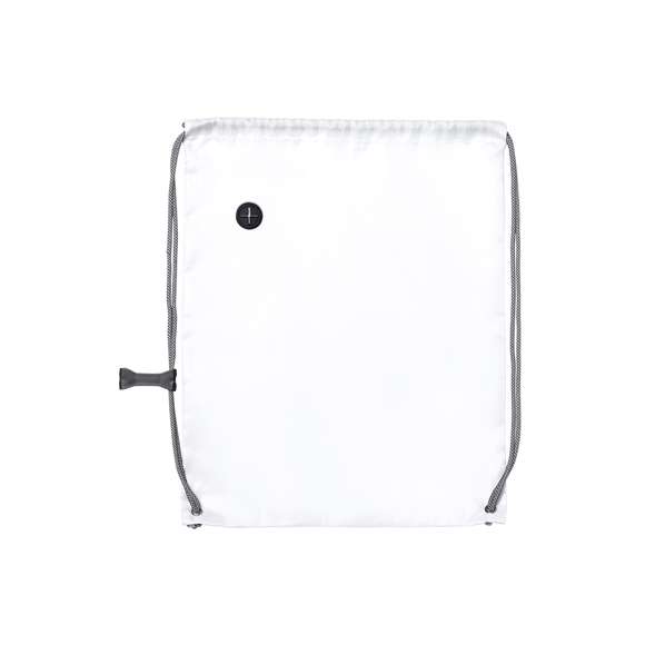 Mochila de cuerdas en suave poliéster 190T de vivos colores. Con salida de auriculares, cuerdas autocierre extra gruesas en color gris con accesorio de ajuste y esquinas con argollas metálicas y refuerzo.
