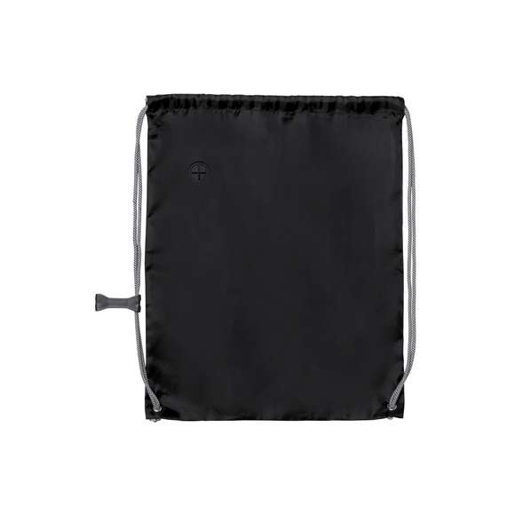 Mochila de cuerdas en suave poliéster 190T de vivos colores. Con salida de auriculares, cuerdas autocierre extra gruesas en color gris con accesorio de ajuste y esquinas con argollas metálicas y refuerzo.