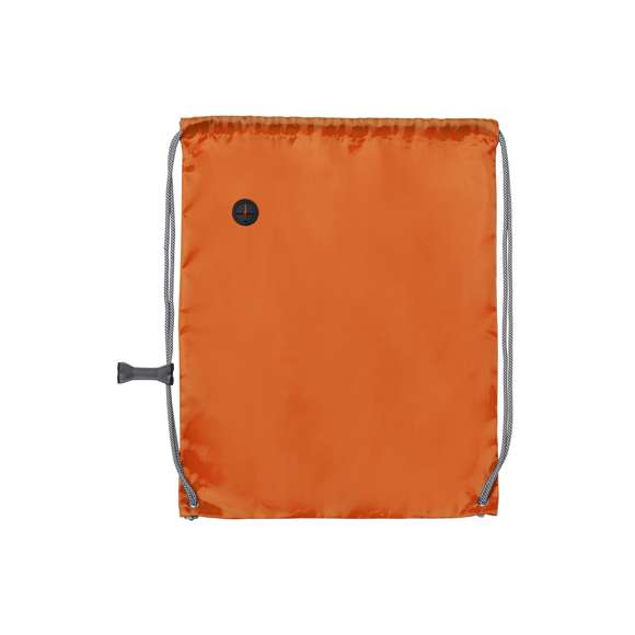 Mochila de cuerdas en suave poliéster 190T de vivos colores. Con salida de auriculares, cuerdas autocierre extra gruesas en color gris con accesorio de ajuste y esquinas con argollas metálicas y refuerzo.