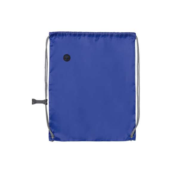 Mochila de cuerdas en suave poliéster 190T de vivos colores. Con salida de auriculares, cuerdas autocierre extra gruesas en color gris con accesorio de ajuste y esquinas con argollas metálicas y refuerzo.