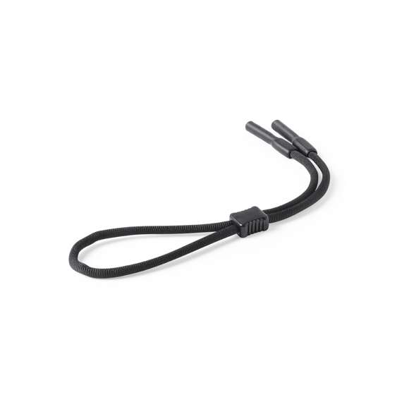 Original cinta para gafas con enganches de seguridad para todo tipo de patillas. En resistente poliéster de vivos colores. Accesorio de ajuste de seguridad con superficie lisa para marcaje.
