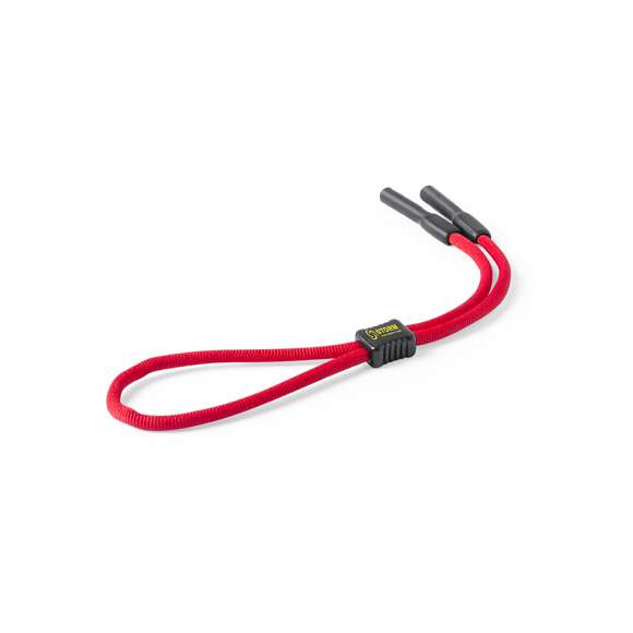 Original cinta para gafas con enganches de seguridad para todo tipo de patillas. En resistente poliéster de vivos colores. Accesorio de ajuste de seguridad con superficie lisa para marcaje.