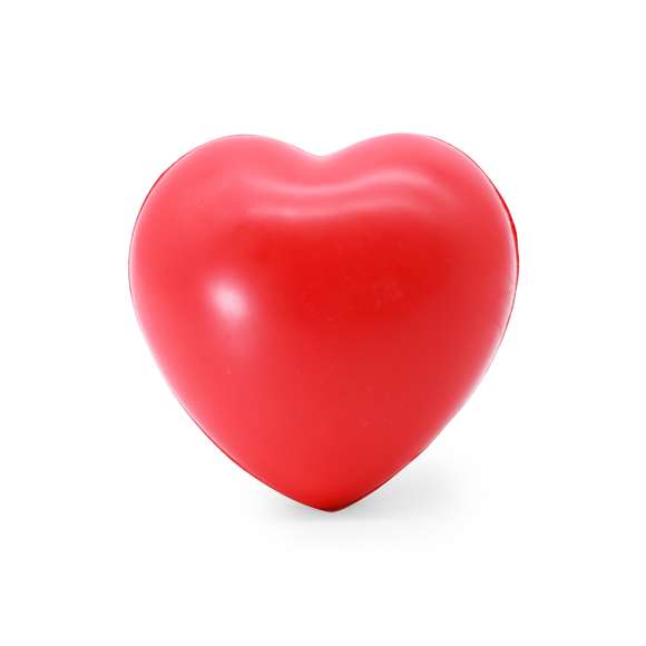 Corazón antiestrés en vivos colores y suave cuerpo con acolchado de PU brillante.