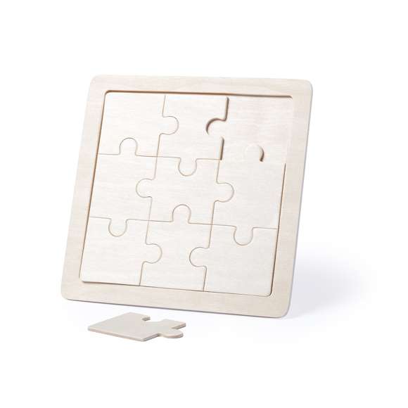  	Puzzle de madera con 9 piezas totalmente personalizable para despertar el ingenio y habilidad de los más pequeños.