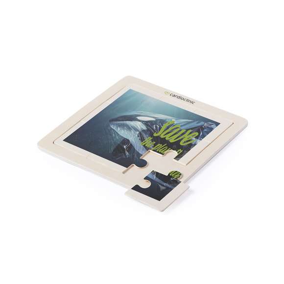  	Puzzle de madera con 9 piezas totalmente personalizable para despertar el ingenio y habilidad de los más pequeños.