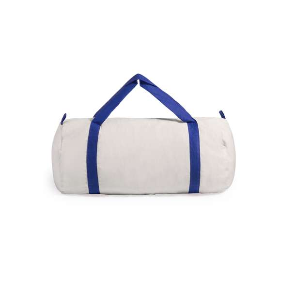 Bolso en material 100% algodón con acabado en color natural. Con asas de algodón reforzadas para hombro alrededor de toda la bolsa en variada gama de vivos colores. Cierre de cremallera.