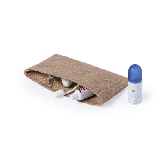 Neceser multiusos en yute natural con cierre de cremallera.