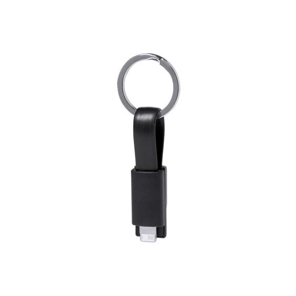 Cargador llavero USB en variada gama de vivos colores. Con conexión dual micro USB/lightning. Presentado en bolsa individual.