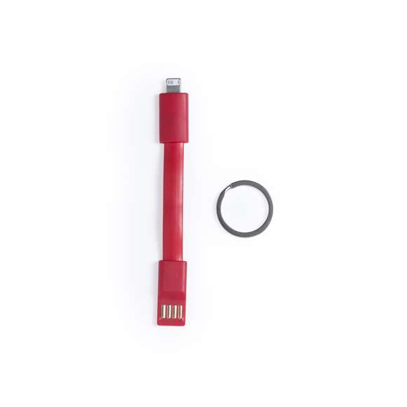 Cargador llavero USB en variada gama de vivos colores. Con conexión dual micro USB/lightning. Presentado en bolsa individual.