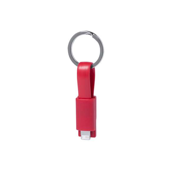 Cargador llavero USB en variada gama de vivos colores. Con conexión dual micro USB/lightning. Presentado en bolsa individual.