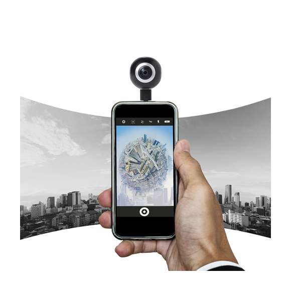 Cámara 360° con conexión Tipo-C y adaptador micro USB para dispositivos móviles Android. De alta calidad de captura de vídeo 360° con resolución HD 2048x1024p, especialmente diseñada para uso intensivo. APP disponible para disfrutar de los vídeos filmados en 360° en gafas de realidad virtual compatibles -no incluidas-. Presentada en atractiva caja de diseño.