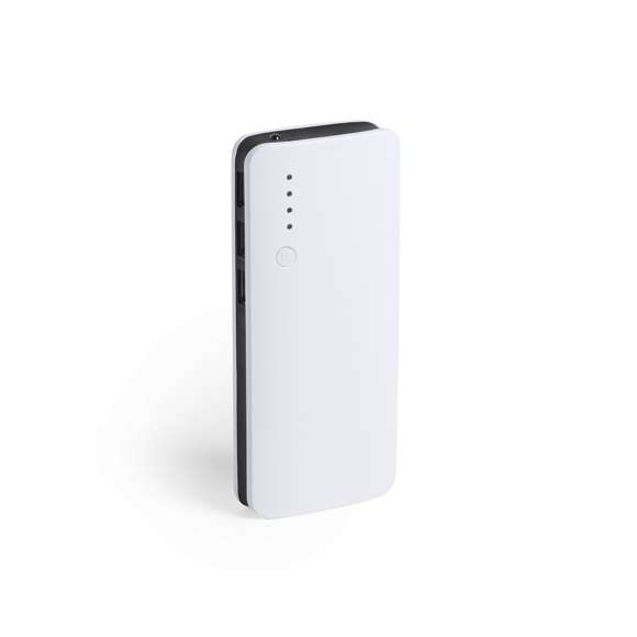 Batería auxiliar externa de gran capacidad de carga -10.000 mAh-. Con salida USB triple para cargar hasta 3 dispositivos de forma simultánea, ledes indicadores de estado de carga, diseño curvado con cuerpo en color blanco y laterales en vivos colores, con amplia superficie de marcaje. Presentada en atractiva caja de diseño.Las capacidades mostradas en todas nuestras baterías auxiliares externas son reales, incorporando todas ellas baterías de grado A y no recicladas, con una vida útil de al menos 500 ciclos de carga y según normativa CE. Además, están fabricadas conforme a los estándares RoHS y en cumplimiento con los siguientes requisitos de seguridad: Sistema de protección contra sobrecarga del power bank. Sistema de protección contra descarga completa que proporciona una mayor durabilidad del power bank. Sistema de bloqueo para evitar cortocircuitos. Sistema de transferencia de carga constante, acorde con la capacidad del dispositivo de destino.