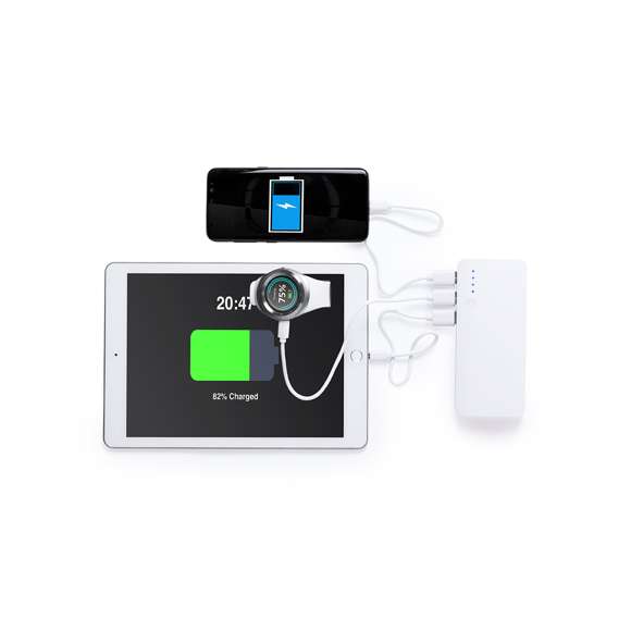 Batería auxiliar externa de gran capacidad de carga -10.000 mAh-. Con salida USB triple para cargar hasta 3 dispositivos de forma simultánea, ledes indicadores de estado de carga, diseño curvado con cuerpo en color blanco y laterales en vivos colores, con amplia superficie de marcaje. Presentada en atractiva caja de diseño.Las capacidades mostradas en todas nuestras baterías auxiliares externas son reales, incorporando todas ellas baterías de grado A y no recicladas, con una vida útil de al menos 500 ciclos de carga y según normativa CE. Además, están fabricadas conforme a los estándares RoHS y en cumplimiento con los siguientes requisitos de seguridad: Sistema de protección contra sobrecarga del power bank. Sistema de protección contra descarga completa que proporciona una mayor durabilidad del power bank. Sistema de bloqueo para evitar cortocircuitos. Sistema de transferencia de carga constante, acorde con la capacidad del dispositivo de destino.