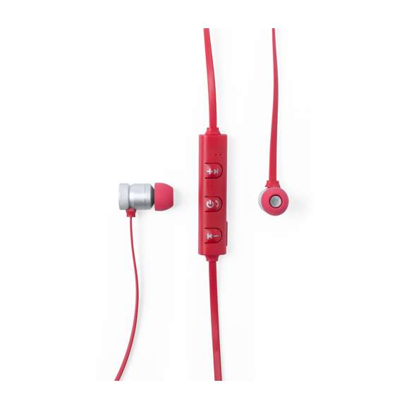 Auriculares intraurales con conexión Bluetooth®, suave cuerpo de aluminio e imanes de sujeción. Disponibles en variada gama de vivos colores, con panel de control a juego integrado en cable, cable de recarga incluido y presentados en atractiva caja de diseño.