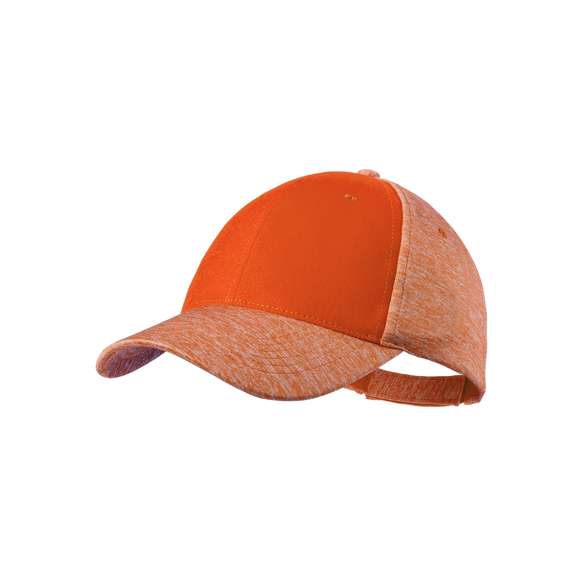 Gorra de 5 paneles de alta calidad en poliéster. Diseño en combinación de panel frontal en color sólido con resto de paneles y visera en acabador bicolor a juego. Con orificios de ventilación bordados y cierre ajustable de velcro.
