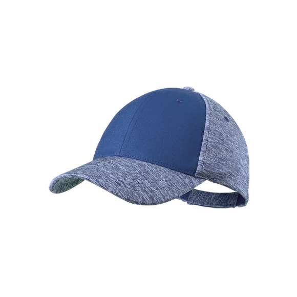Gorra de 5 paneles de alta calidad en poliéster. Diseño en combinación de panel frontal en color sólido con resto de paneles y visera en acabador bicolor a juego. Con orificios de ventilación bordados y cierre ajustable de velcro.