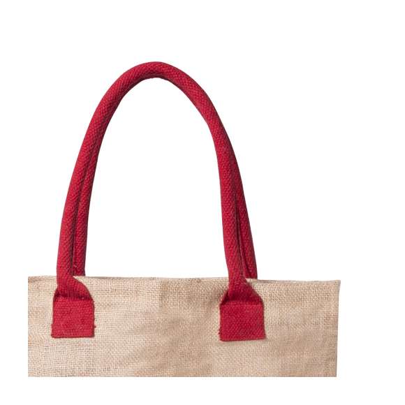 Bolsa de yute con asas de algodón medianas y reforzadas en variada gama de vivos colores. Resistencia hasta 9kg de peso.