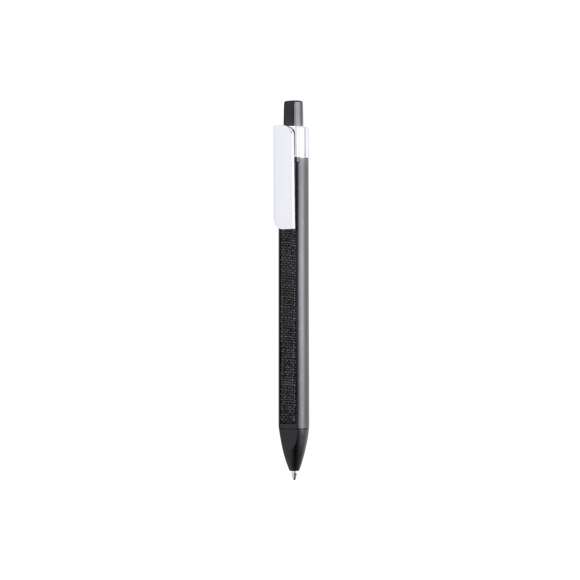  	Original bolígrafo de mecanismo pulsador con diseño cuadrangular y suave tira de tela a juego integrada en cuerpo. En variada gama de vivos colores y con clip rectangular para marcaje. Tinta azul.