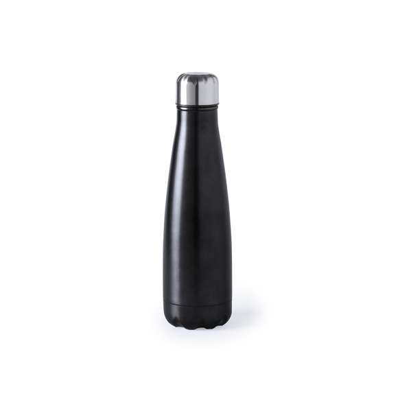 Bidón fabricado en acero inox de 630ml, con tapón de seguridad a rosca. Acabado mate en vivos y variados colores; presentado en caja individual.