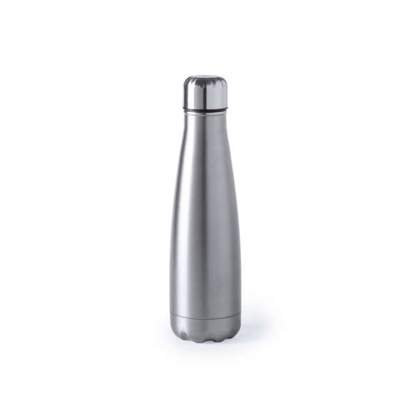 Bidón fabricado en acero inox de 630ml, con tapón de seguridad a rosca. Acabado mate en vivos y variados colores; presentado en caja individual.