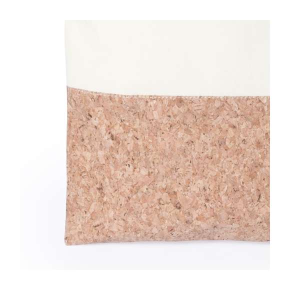 Bolsa de materiales naturales en combinación de algodón y corcho. Con asas largas, acabado cosido y resistencia hasta 8kg de peso.
