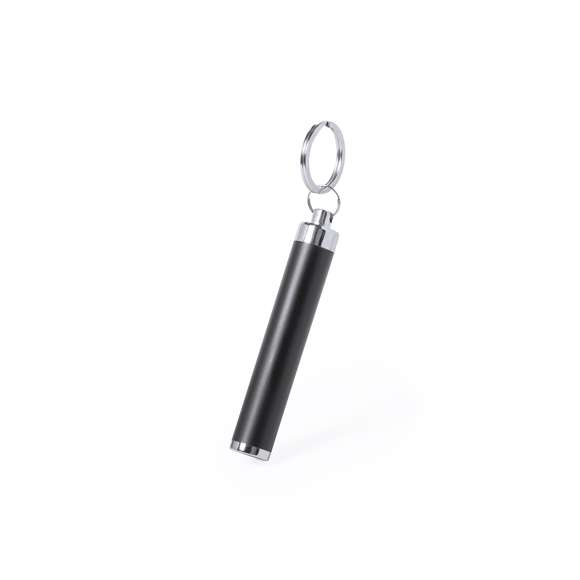 Linterna llavero led en variados colores de acabado brillante con interior iluminado. Superficie exterior especialmente diseñada para marcaje en láser y así iluminar el logotipo marcado. Pilas de botón incluidas.