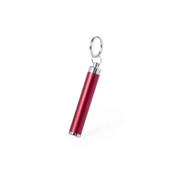 Linterna llavero led en variados colores de acabado brillante con interior iluminado. Superficie exterior especialmente diseñada para marcaje en láser y así iluminar el logotipo marcado. Pilas de botón incluidas.