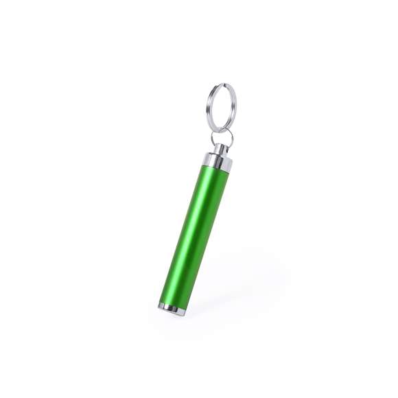 Linterna llavero led en variados colores de acabado brillante con interior iluminado. Superficie exterior especialmente diseñada para marcaje en láser y así iluminar el logotipo marcado. Pilas de botón incluidas.